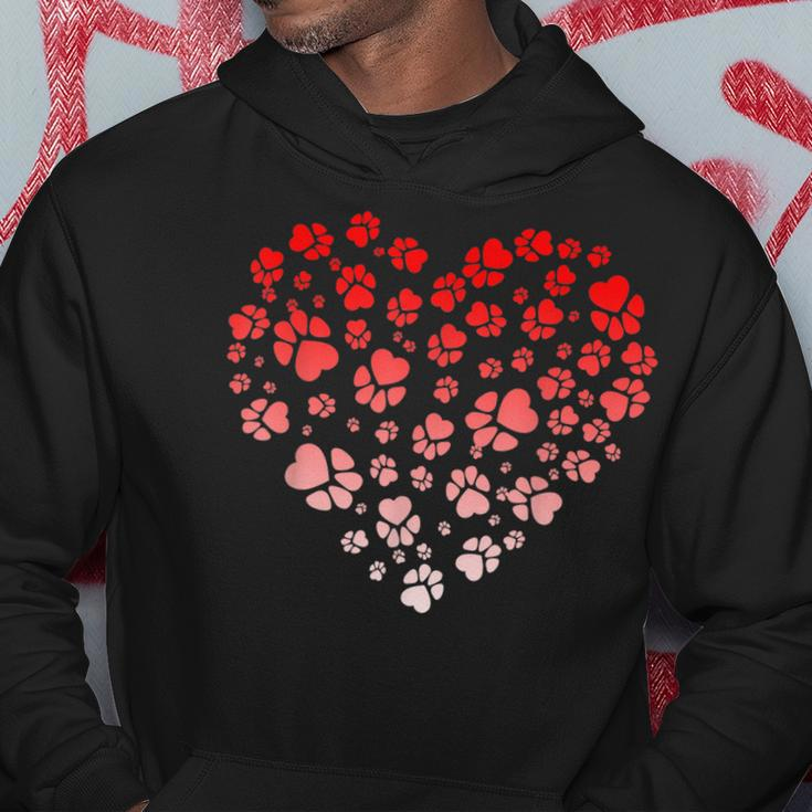 Dog Paw Gifts Love & Heart Puppy Dog Valentines Day Hoodie Funny Gifts