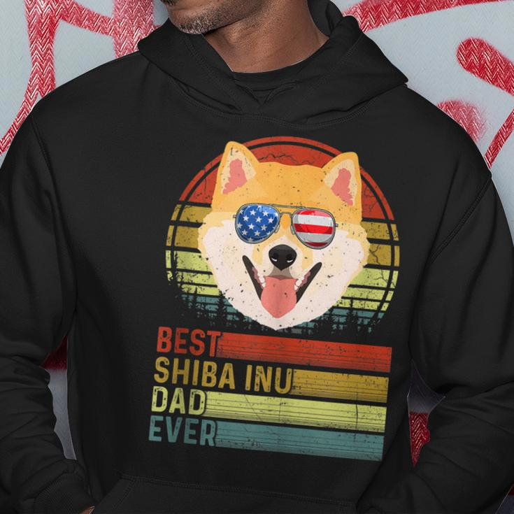 Dog Vintage Best Shiba Inu Dad Ever Father Day Puppy Dog Dad Hoodie Funny Gifts