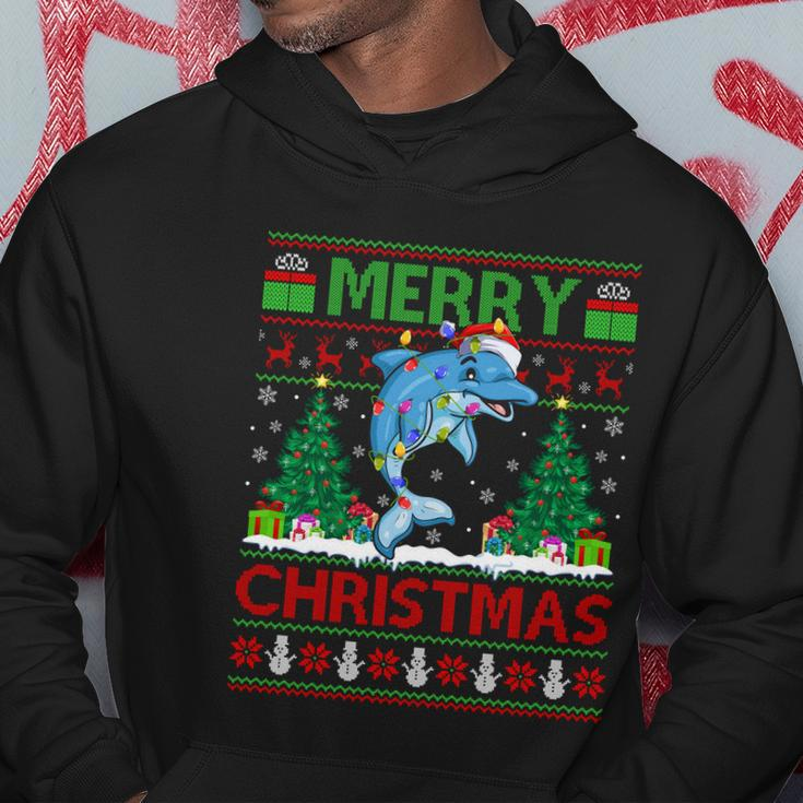 Dolphin Fish Lover Xmas Tree Ugly Santa Dolphin Christmas Gift Hoodie Unique Gifts