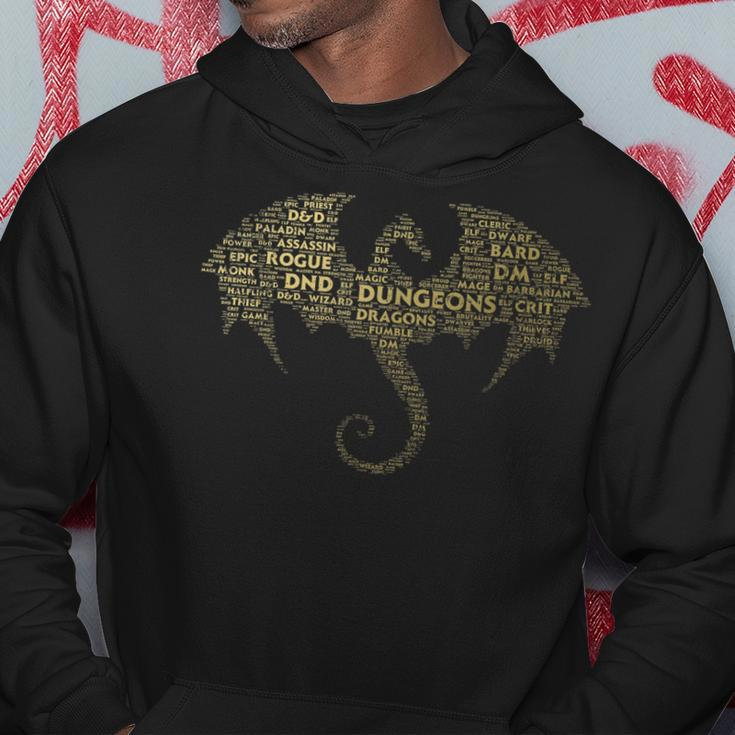 Dragon Word Art | Dungeon Crawler | Rpg Dm Gaming Men Hoodie Graphic Print Hooded Sweatshirt Funny Gifts