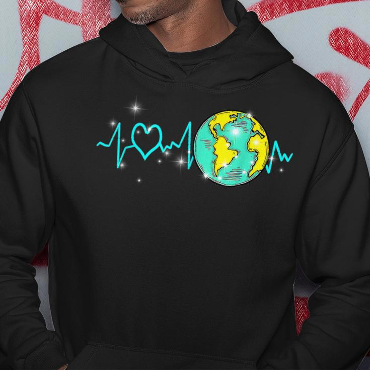Earth Day Heartbeat Recycling Climate Change Activism Hoodie Unique Gifts