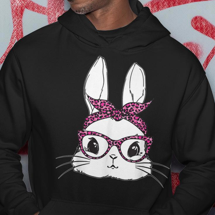 Easter Day Cute Bunny Rabbit Face With Leopard Pink Glasses Hoodie Funny Gifts