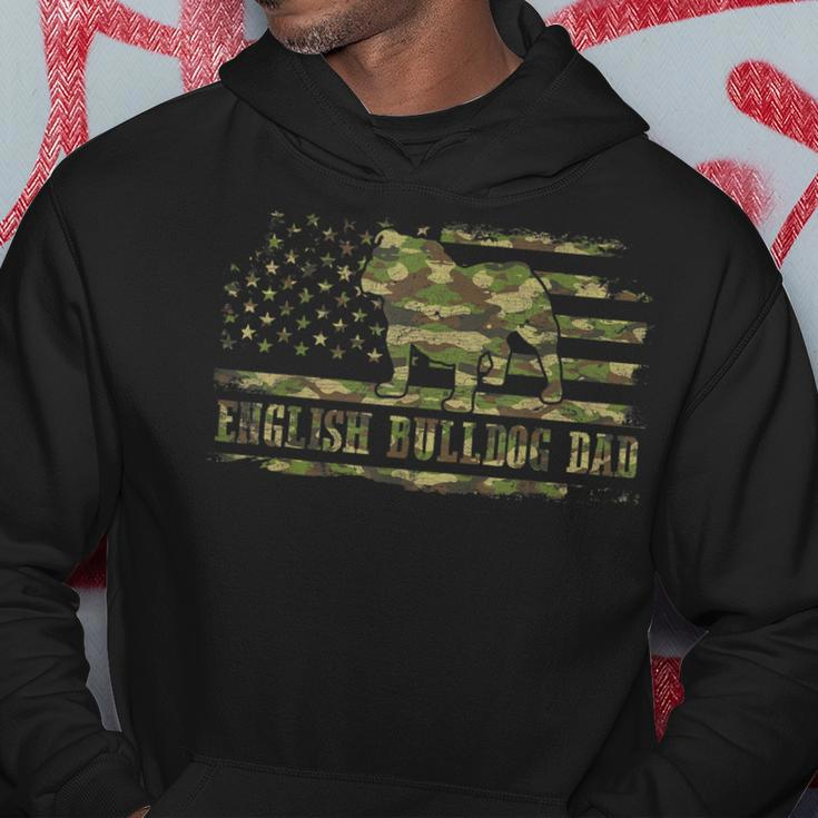English Bulldog Dad Camouflage American Flag Patriotic Dog Gift For Mens Hoodie Funny Gifts