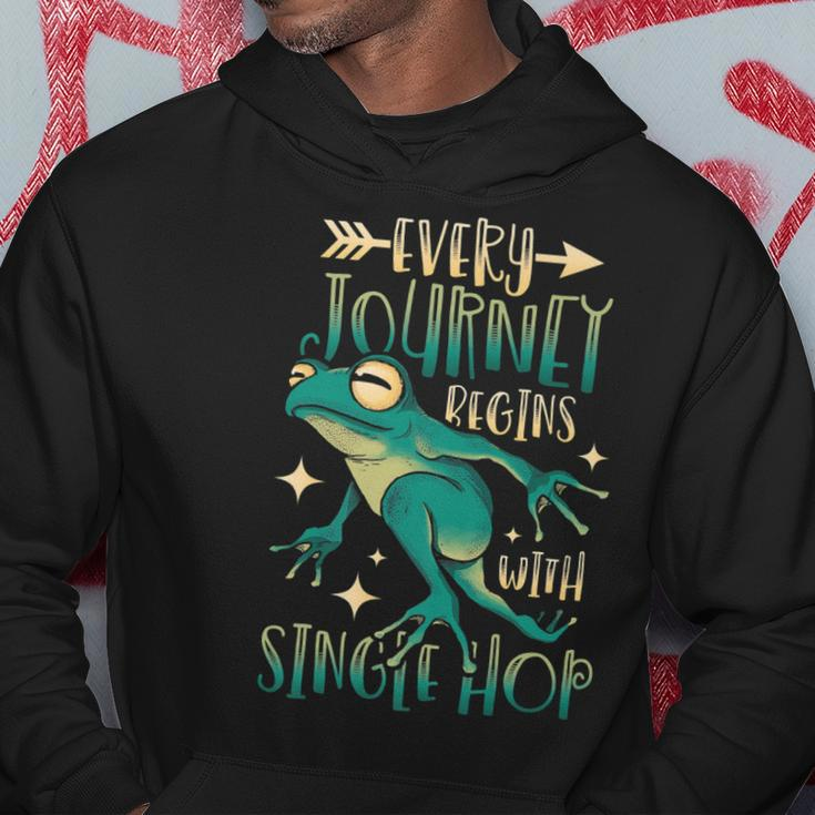Every Journey Begins With Single Hop Animal Frog Hoodie Unique Gifts