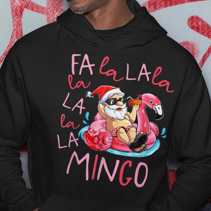 Fa La La Mingo Funny Santa Flamingo Float Tropical Christmas Men Hoodie Graphic Print Hooded Sweatshirt Funny Gifts
