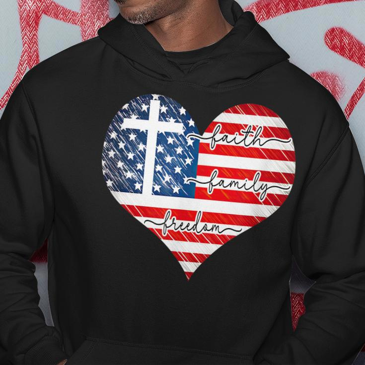 Faith Family Freedom Heart - 4Th Of July Patriotic Flag Hoodie Unique Gifts