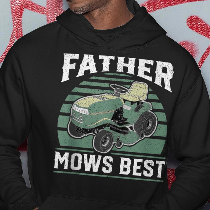 Father Mows Best Funny Riding Mower Retro Mowing Dad Gift Hoodie Funny Gifts