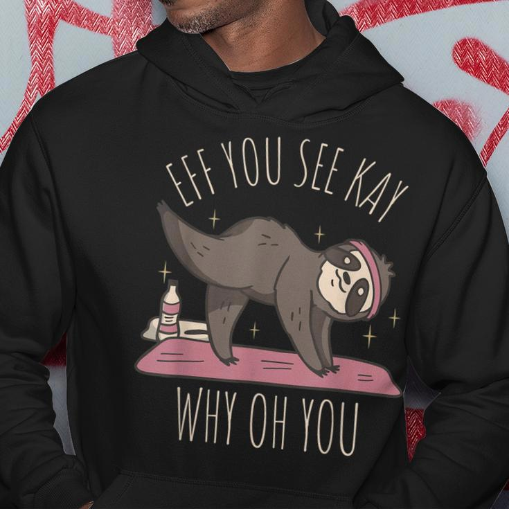 Faultier-Yoga Hoodie, Witziges Wortspiel-Design Effe You See Kay Why Oh You Lustige Geschenke