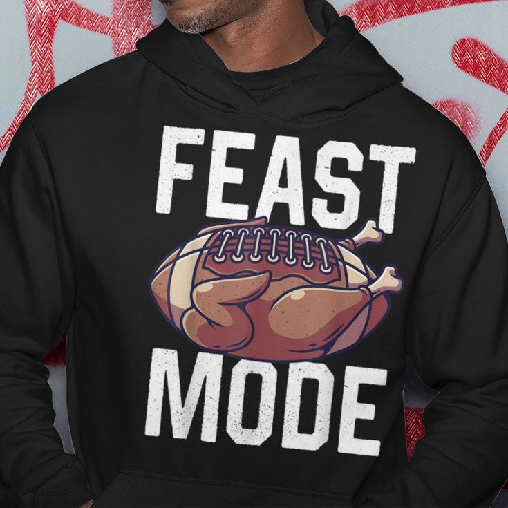 Feast Mode Football Turkey Funny Thanksgiving Day Gift Men Hoodie Graphic Print Hooded Sweatshirt Funny Gifts