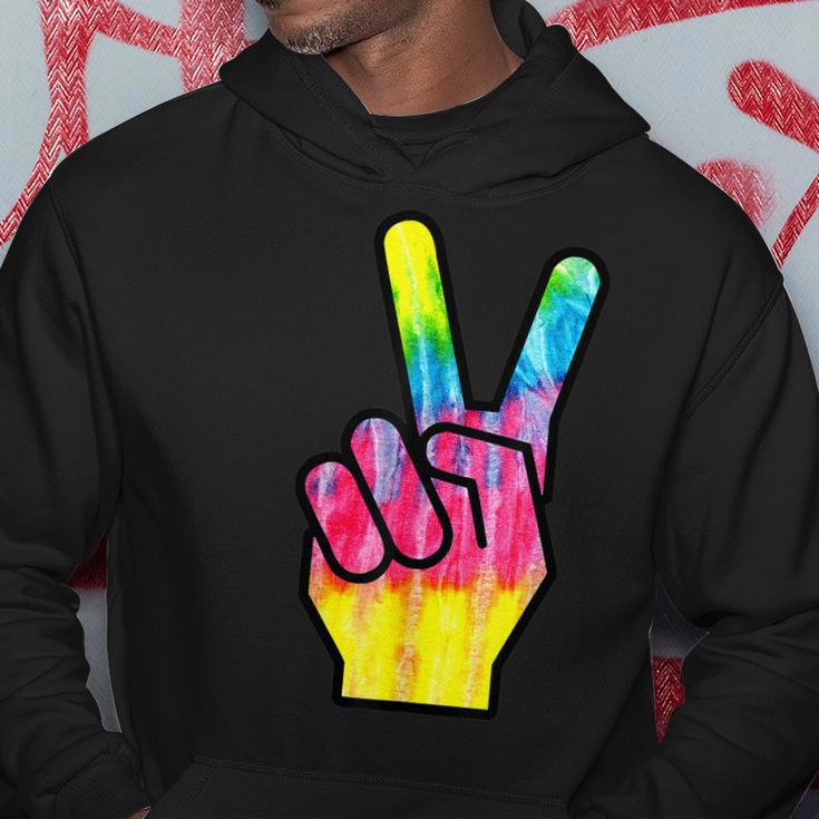 Finger Peace Sign Tie Dye 60S 70S Funny Hippie Costume Hoodie Unique Gifts
