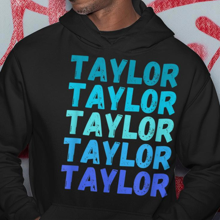 First Name Taylor - Colorful Modern Repeated Text Retro Hoodie Unique Gifts