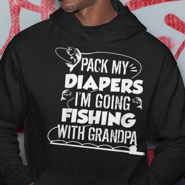 Fishing Rod Pack My Diapers Im Going Fishing With Grandpa Gift For Mens Hoodie Unique Gifts