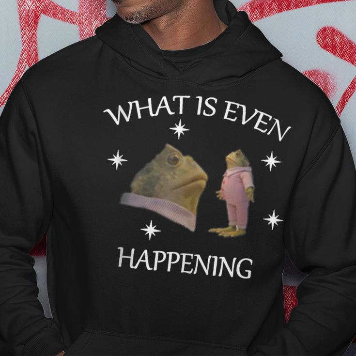 Frog What Is Even Happening Funny Frog Inspired Hoodie Unique Gifts