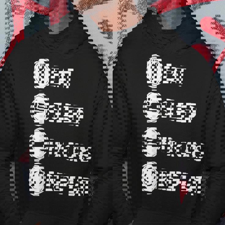 Funny Eat Sleep Fix Cars Repeat Auto Mechanic Gift Hoodie Unique Gifts