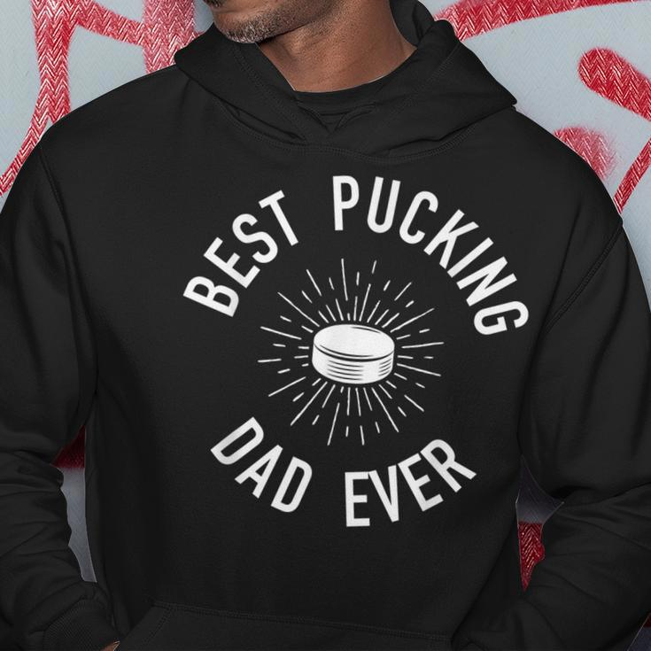 Funny Hockey Dad Pun Gifts Best Pucking Dad Ever Hoodie Funny Gifts