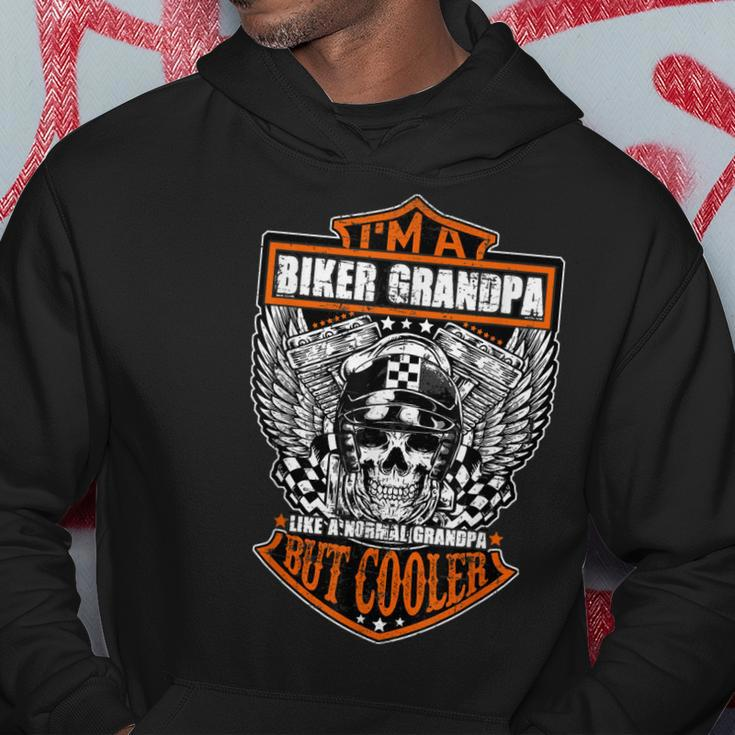 Funny Im A Biker Grandpa Like A Normal Grandpa But Cooler Hoodie Unique Gifts