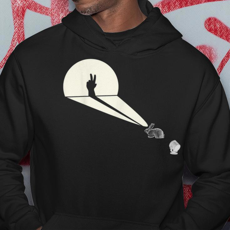Funny Rabbit Silhouette Hand Shadow Puppetry - Funny Puppet Hoodie Unique Gifts