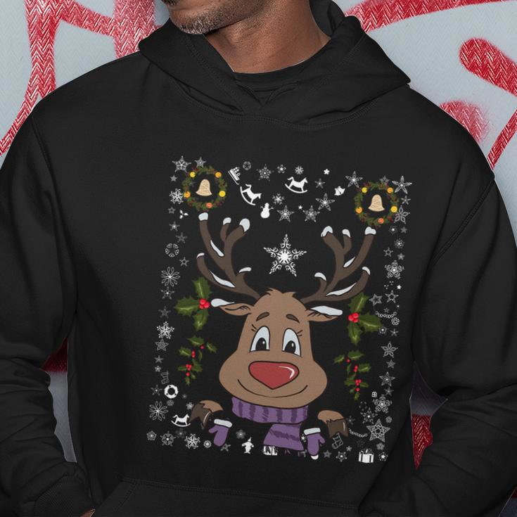 Funny Reindeer Xmas Deer Snowflakes Family Ugly Christmas Gift Hoodie Unique Gifts