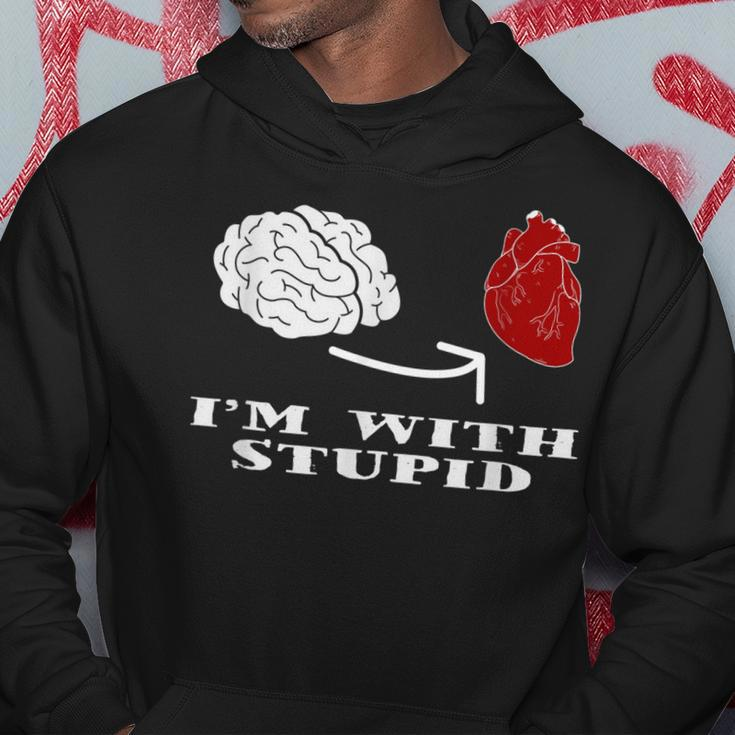 Funny Stupid Heart Brain Lovers Men Hoodie Graphic Print Hooded Sweatshirt Funny Gifts