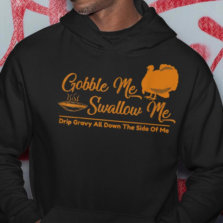 Gobble Me Swallow Funny Thanksgiving Vintage Turkey Gifts Men Hoodie Graphic Print Hooded Sweatshirt Funny Gifts