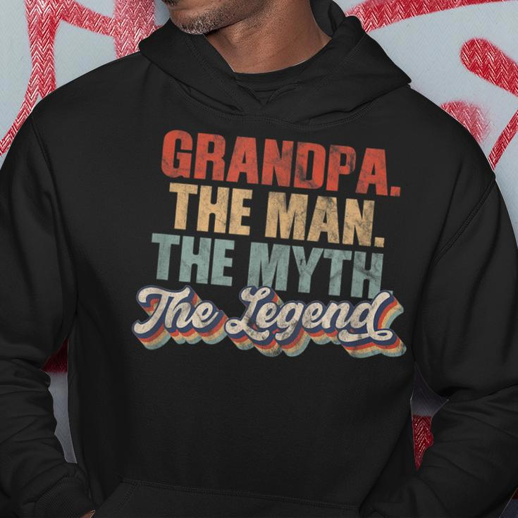 Grandpa The Man The Myth The Legend Navy Blue Fathers Day Gift For Mens Hoodie Funny Gifts