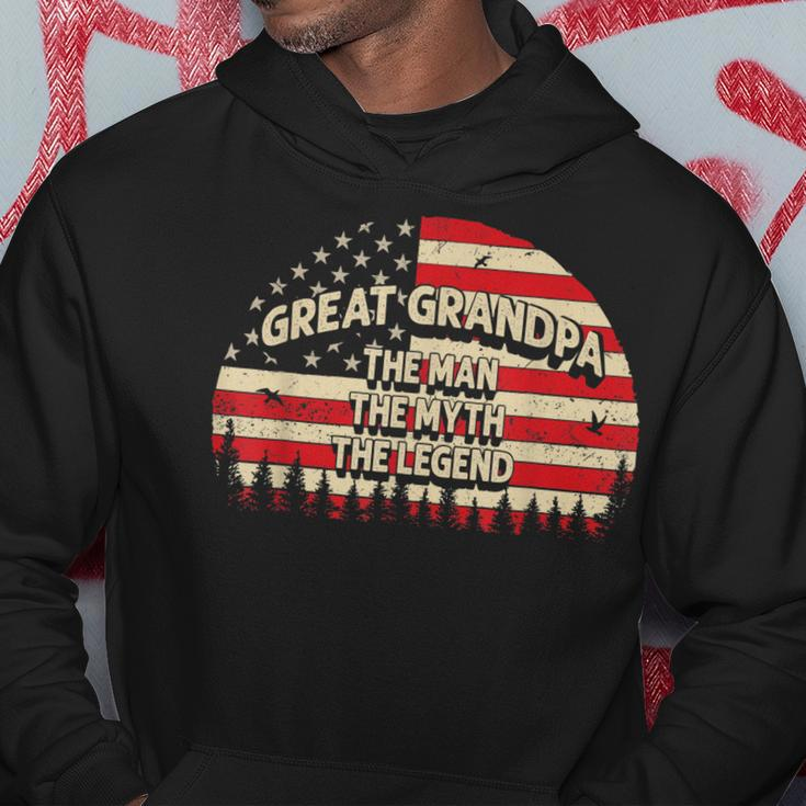 Great Grandpa The Man The Myth The Legend Usa Flag Grandpa Hoodie Funny Gifts