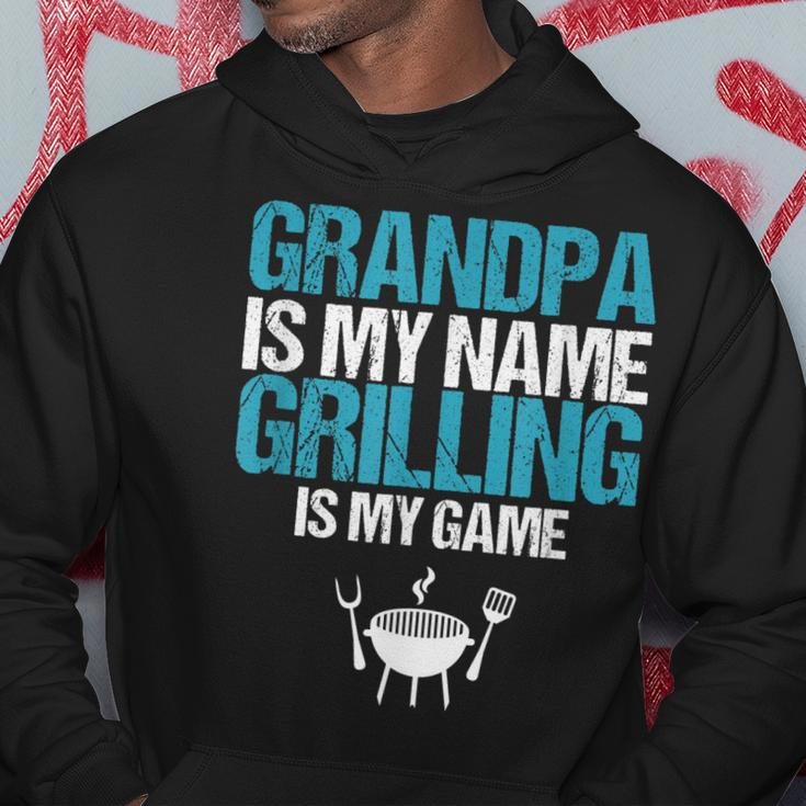 Grill Master Grandfather Grandpa Is My Grilling Is My Game Gift For Mens Hoodie Unique Gifts