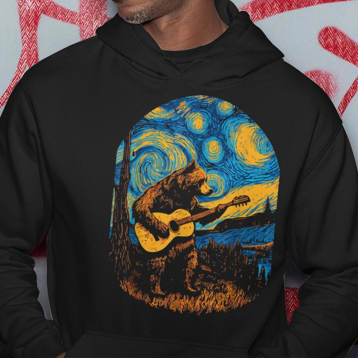 Grizzly Bear Blues Guitar-Player Starry-Night Music Hoodie Unique Gifts
