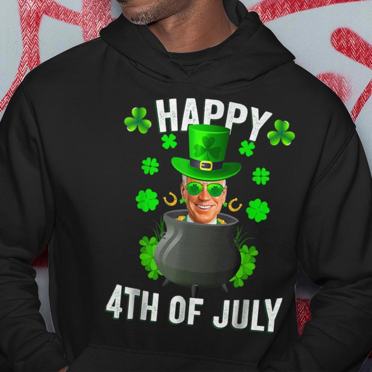 Happy 4Th Of July Funny Joe Biden Leprechaun St Patricks Day Hoodie Funny Gifts