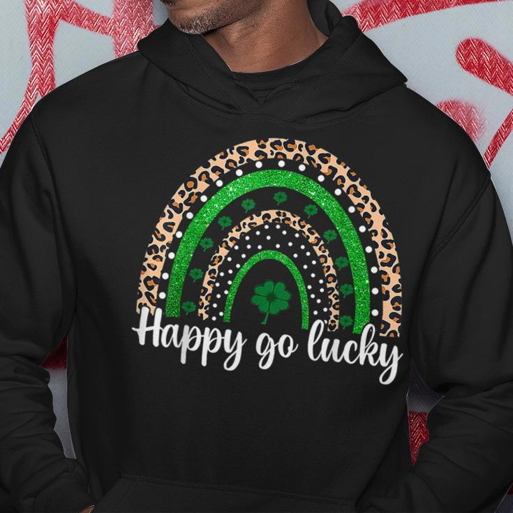 Happy Go Lucky St Patricks Day Rainbow Lucky Clover Shamrock Hoodie Funny Gifts
