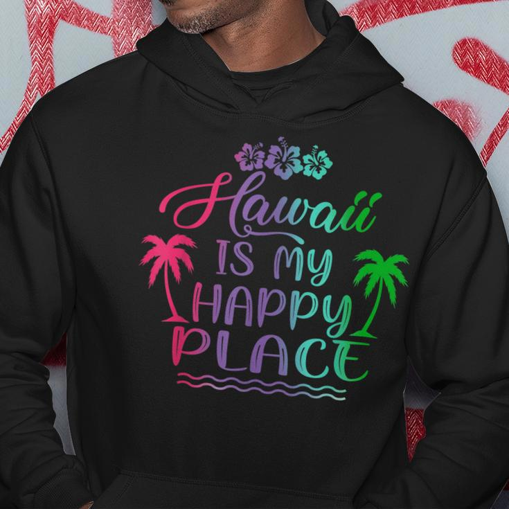 Hawaii Is My Happy Place Palm Trees Beach Vacation Hoodie Unique Gifts