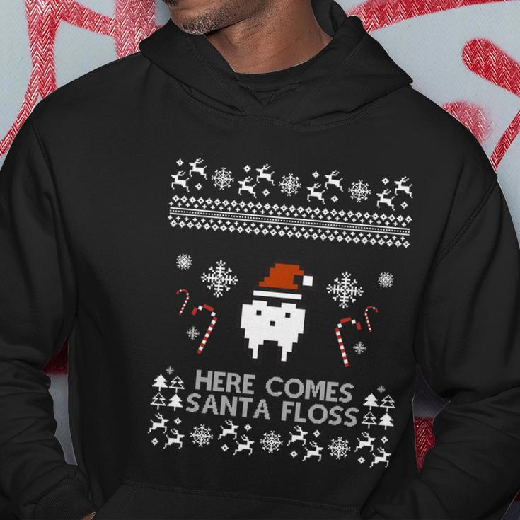Here Comes Santa Floss Gift Dentist Outfit Ugly Christmas Gift Funny Gift Hoodie Unique Gifts