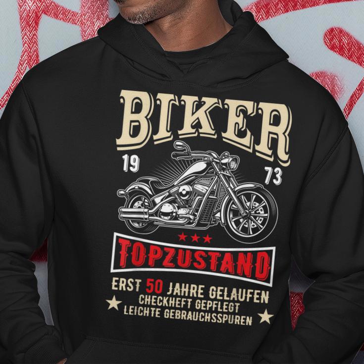 Herren Hoodie zum 50. Geburtstag, Biker 1973 V2 Motorrad Design, Witzig Lustige Geschenke