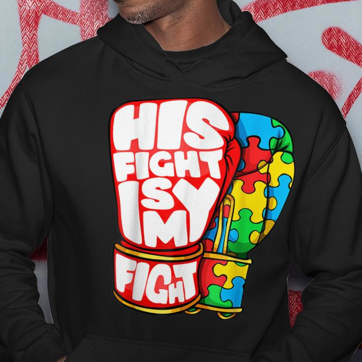 His Fight Is My Fight Autism Awareness Day For Mom Dad Hoodie Unique Gifts