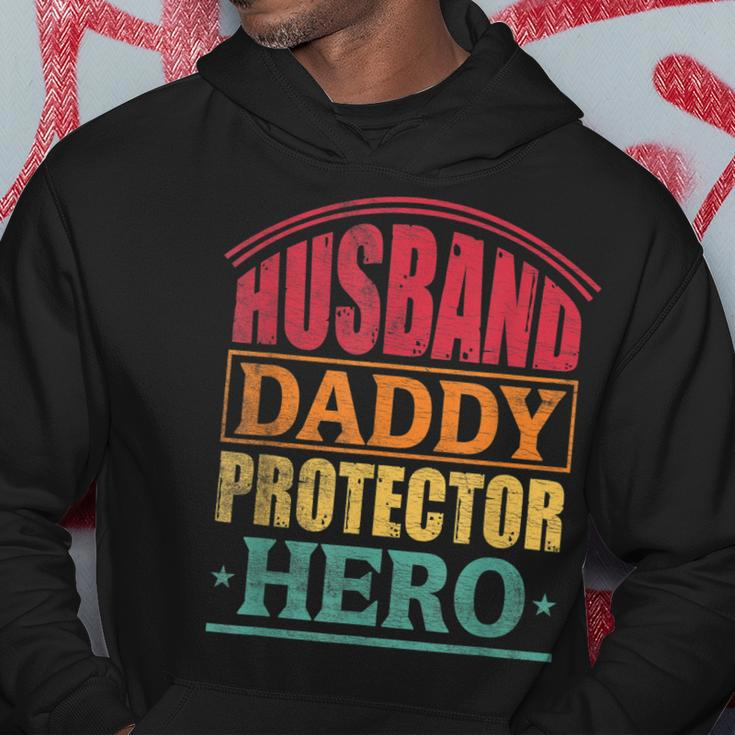 Husband Daddy Protector Hero Dad Fathers Day Men Hoodie Funny Gifts