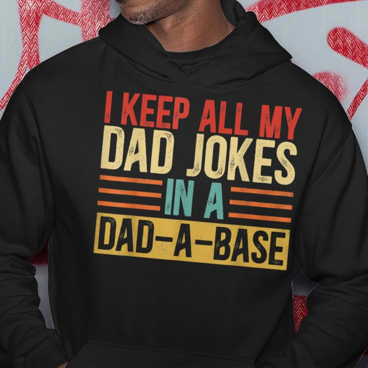 I Keep All My Dad Jokes In A Dad-A-Base Vintage Jokes Hoodie Funny Gifts
