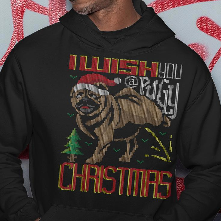 I Wish You A Pugly Christmas Dog Pug Ugly Christmas Sweater Men Hoodie Graphic Print Hooded Sweatshirt Funny Gifts