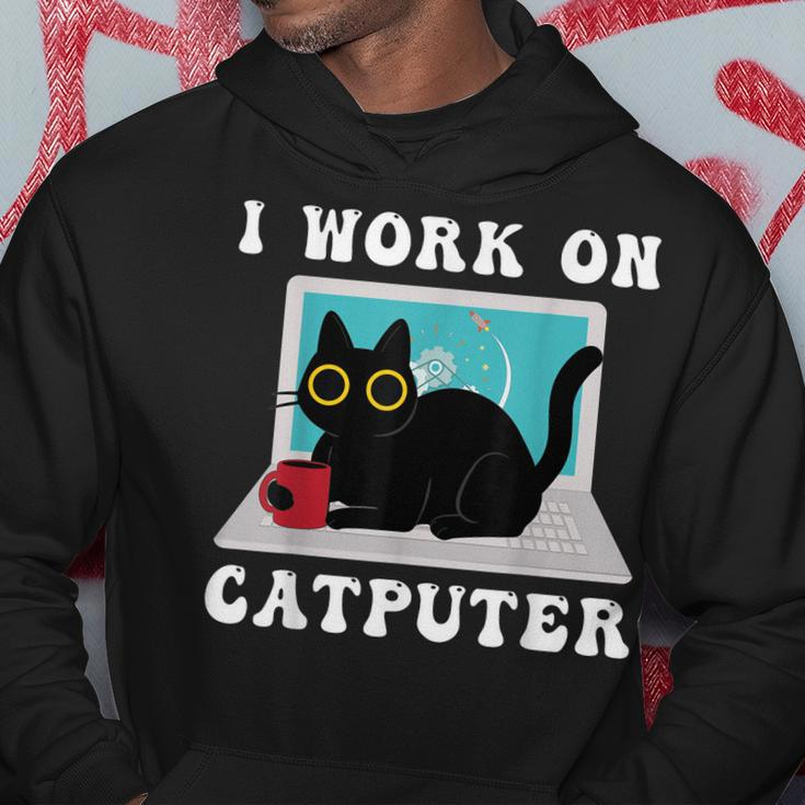 I Work On Computer Funny Cat Lover Quotes Black Cats Lovers Hoodie Unique Gifts