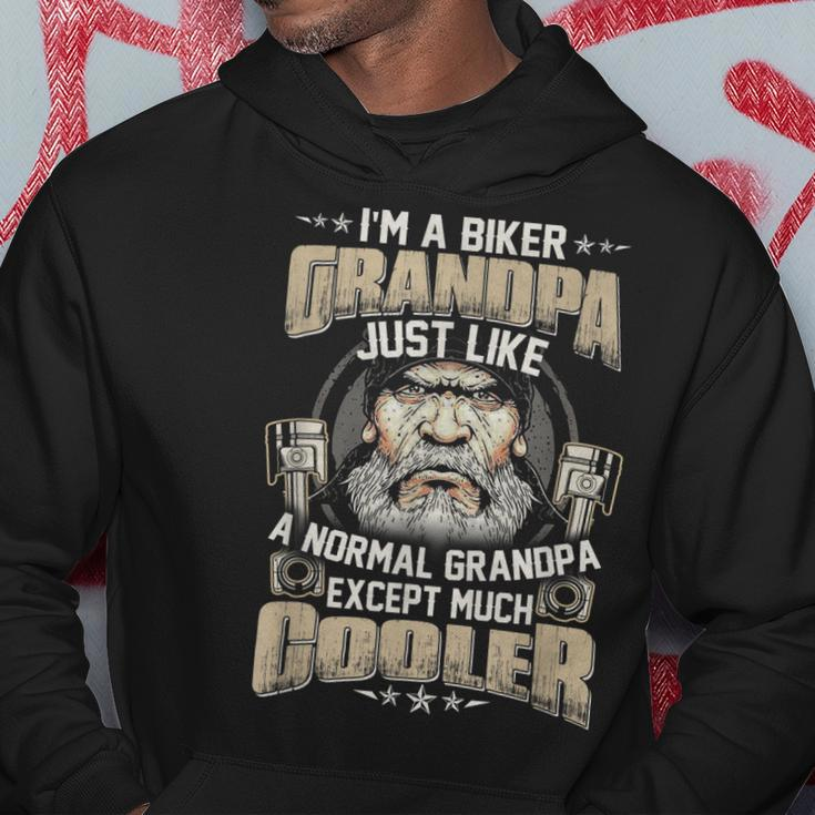 Im A Biker Grandpa Much Cooler Grandad Fathers Day Gift Gift For Mens Hoodie Unique Gifts