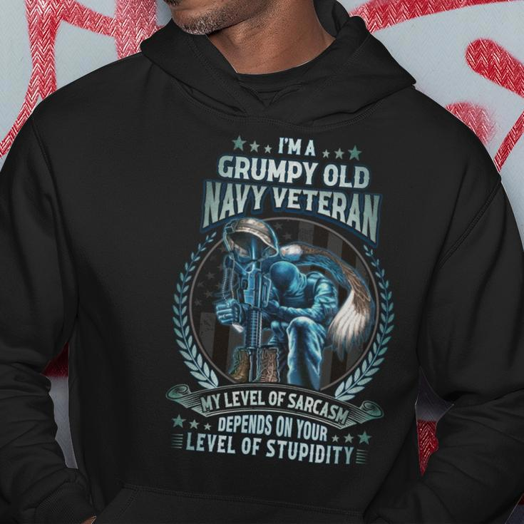 I’M A Grumpy Old US Veteran My Level Of Sarcasm Depends On Your Level Of Stupidity Hoodie Funny Gifts