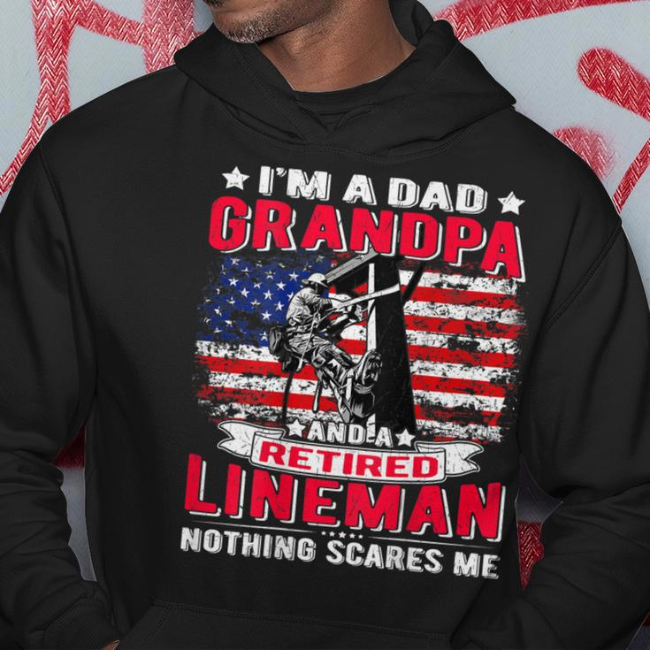 Im Dad Grandpa Retired Lineman Nothing Scares Me Usa Flag Gift For Mens Hoodie Unique Gifts