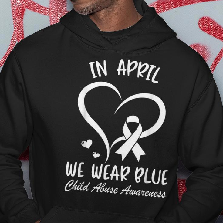 In April We Wear Blue Child Abuse Prevention Awareness Heart Hoodie Unique Gifts