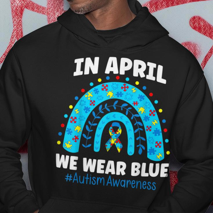 In April We Wear Blue Rainbow Autism Awareness Month Be Kind Hoodie Unique Gifts
