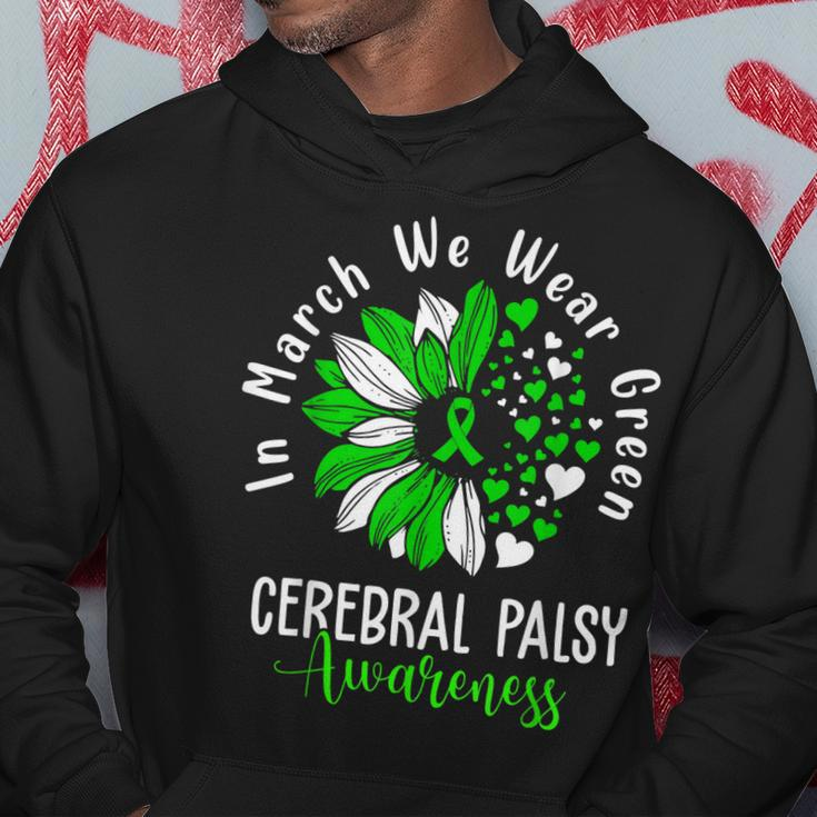 In March We Wear Green Cerebral Palsy Cp Awareness Sunflower Hoodie Unique Gifts