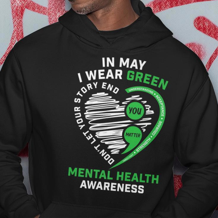 In May We Wear Green Semicolon Mental Health Awareness Month Hoodie Unique Gifts