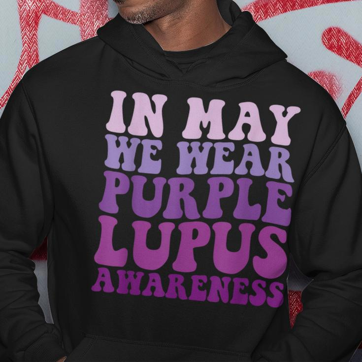 In May We Wear Purple Lupus Awareness Month Groovy Hoodie Unique Gifts
