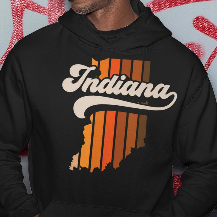Indiana Vintage Retro 70S Style Stripe State Silhouette Hoodie Unique Gifts