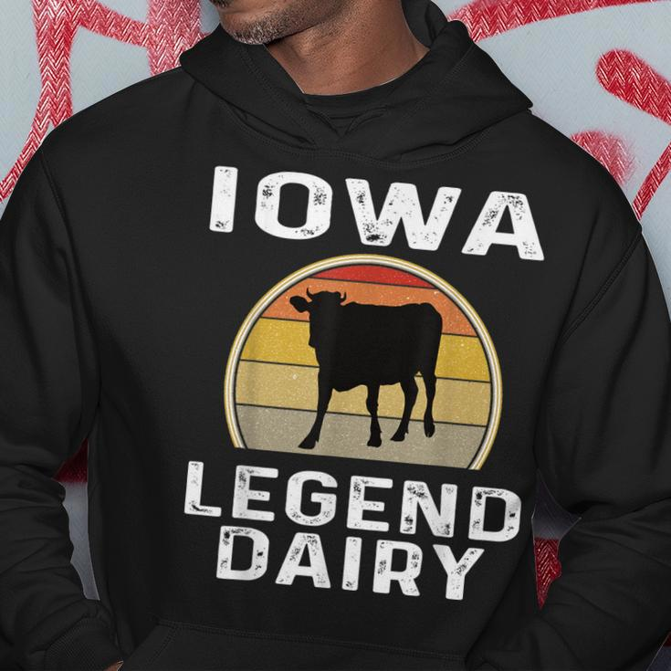 Iowa Dairy Farmer Legend Hoodie mit Retro-Sonnenuntergang & Kuhmotiv Lustige Geschenke