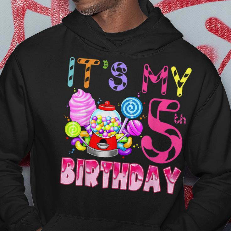 Its My 5Th Birthday Candy Candyland Birthday Girl 5 Year Old Hoodie Funny Gifts