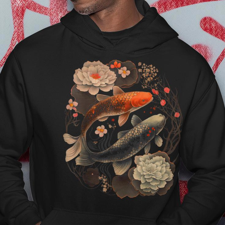 Japanese Fish Koi Carp Vintage Graphic Cherry Blossom Hoodie Unique Gifts